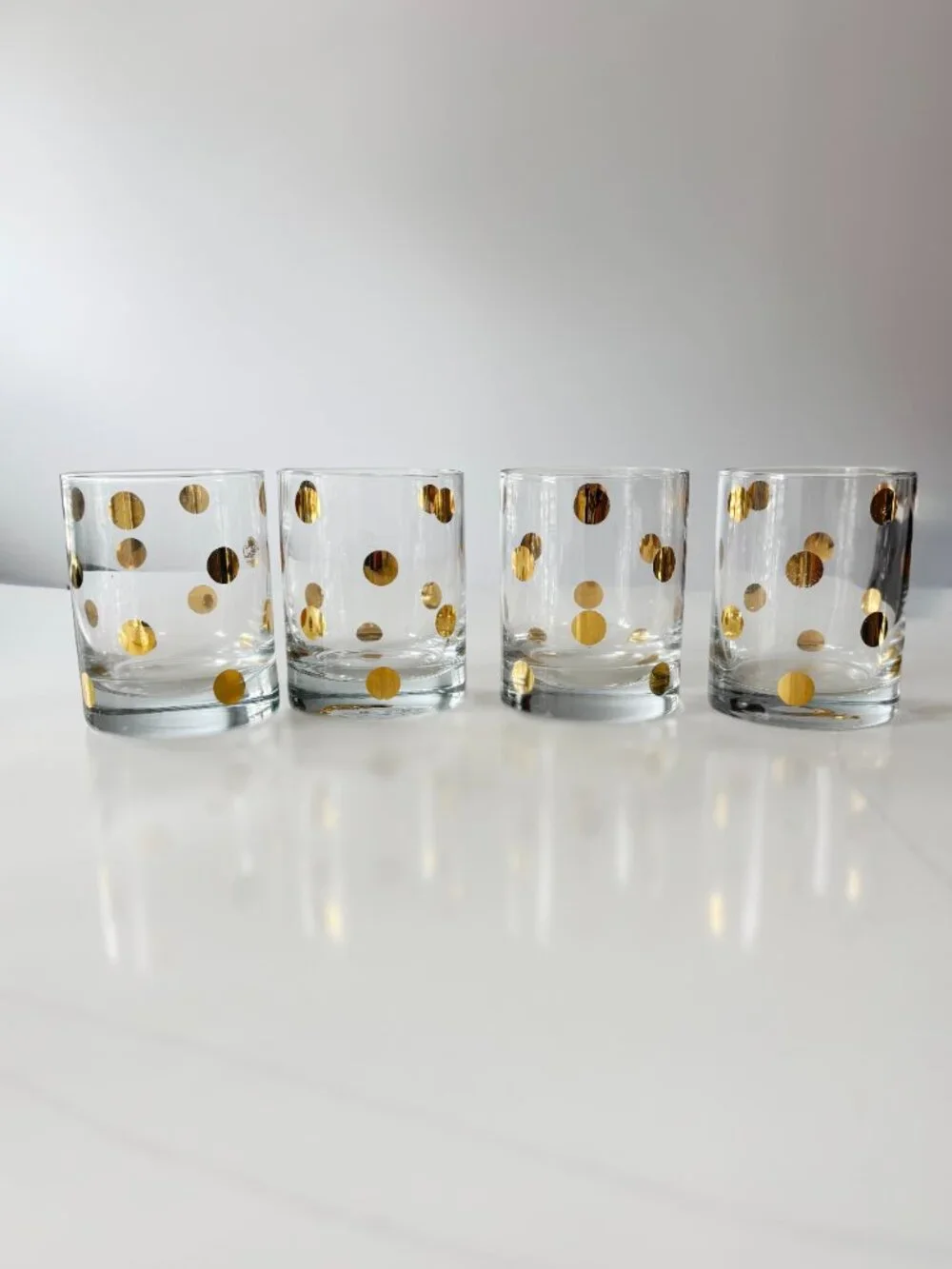 Kate Spade NY Pearl Place by Lenox Clear Gold Dots 4  Lowball Glasses